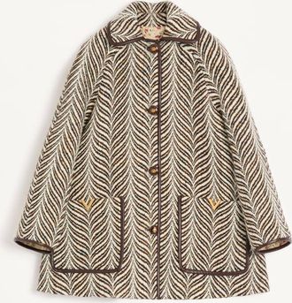 Valentino Caban In Panno Fauve Eclat Animalier Donna AVORIO/MARRONE 40