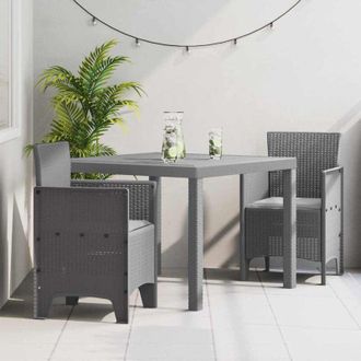 vidaXL Conjunto De Comedor De Jard&iacute;n 3 Pcs Gris Claro Ratan Polt Vidaxl