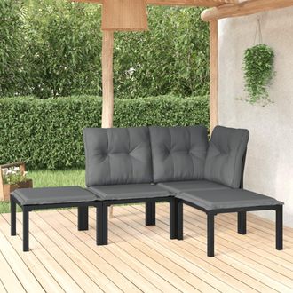 vidaXL Set De Muebles De Jard&iacute;n 4 Piezas Rat&aacute;n Sint&eacute;tico Negro Y Gris Vidaxl