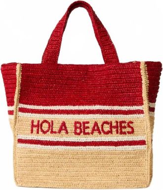 BTB Los Angeles Womens Hola Beaches Boxy Tote Bag In Red Multi