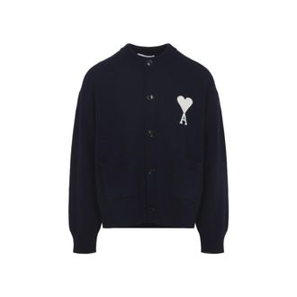 Ami Navy Blue Logo Cardigan