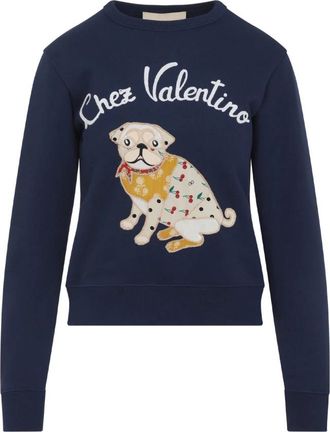 Valentino Blauwe Katoenen Sweatshirt Stijlvol Casual Uitjes - Dames - Sweatshirts - Blauw - M - Katoen - Hoodies & sweatvesten