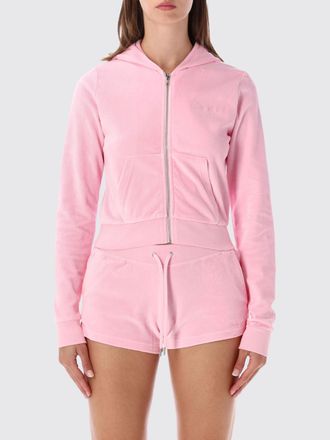 Sporty & Rich Felpa cropped in velluto di cotone con cappuccio e zip
