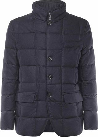 Fay Short Down Jacket In Carded Wool Flannel