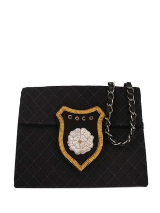 Chanel 2004-2005 emblem-logo shoulder bag - Black