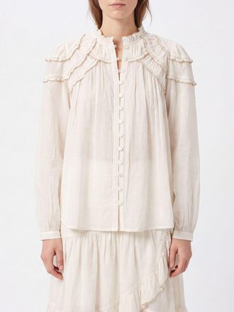 Isabel Marant Christa Chiffon Shirt with Ruffles and Balloon Sleeves