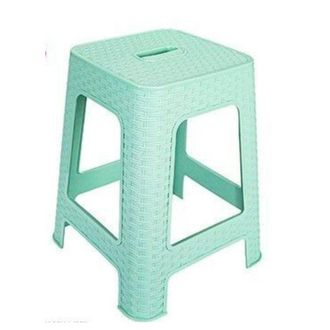 Trade Shop Trade Shop - Sgabello In Plastica Rattan Verde Acqua H 45,5 Cm Sedia Complemento DArredo
