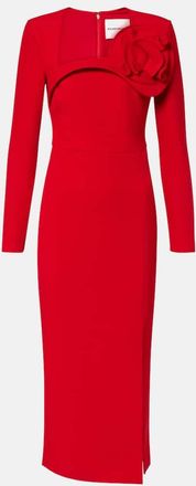 Roland Mouret Abito midi in crêpe con applicazioni floreali