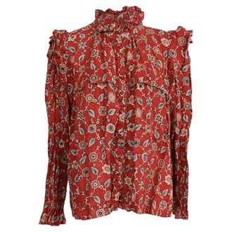 Isabel Marant &Eacute;toile Tedy Top in Red Linen