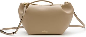 La Portegna Marta Leather Clutch Bag With Shoulder Strap in Taupe at Nordstrom