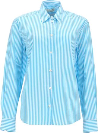 MC2 Saint Barth Light Blue Striped Cotton Embroidered Shirt