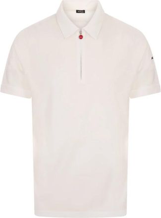 Kiton Zip Katoenen Polo Shirt - Heren - Polos - Wit - L - Katoen - Tops