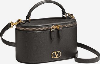 Valentino Garavani Womens Leather Vanity Bag Vlogo Black Shoulder