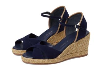 Stuart Weitzman Womens Stuart Weitzman Mirela II Sandal Nice Blue Wedge Espadrille HTAT526