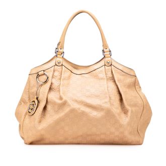 Gucci Pre-owned Womens Sukey Tote Bag - Beige Leather - One Size