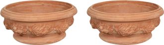 Biscottini International Juego De 2 Jarr&oacute;n De Terracota Made In Italy Macetero Exterior Maceta Para Balc&oacute;n Redonda 40x19 Cm Jardinera Redonda Para Jard&iacute;n