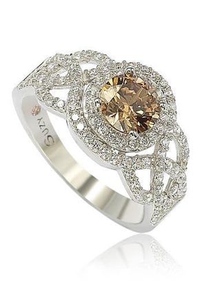 Suzy Levian Sterling Silver Brown CZ Bridal Ring at Nordstrom Rack, Size 5.5