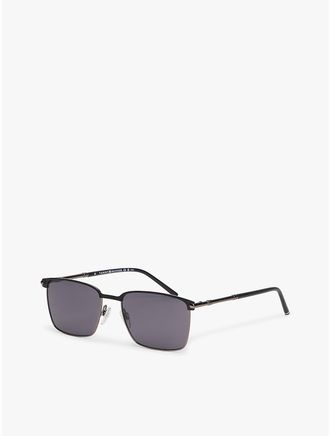 Tommy Hilfiger Mens Metal Square Frame Sunglasses - Black