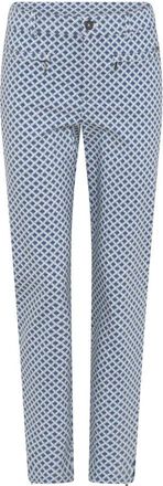 C.Ro Blauw Print Stretch Broek - Dames - Slim Fit Broeken - Blauw - 2XL - Broeken