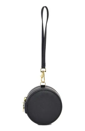 Nordstrom Mini Round Jewelry Box in Black Saffiano at Nordstrom
