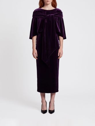 Alberta Ferretti Asymmetrical Velvet Midi Ceremony Dress