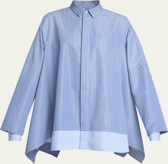 sacai Striped Poplin Oversized Button-Down Shirt