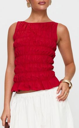 Princess Polly Marleene Smocked Tank in Red at Nordstrom, Size 10