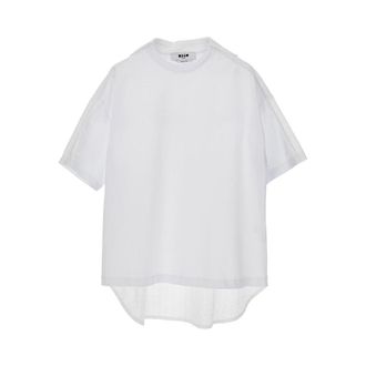 Msgm Jersey and Broderie Anglaise T-shirt Woman S