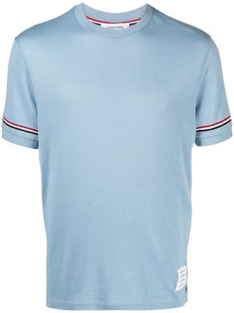 Thom Browne T-shirt con banda RWB - Blu