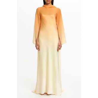 Significant Other Devlyn Ombr&eacute; Long Sleeve Gown in Solar Flare at Nordstrom, Size 12 Us