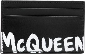 Alexander McQueen logo print cardholder - men - Leather - One Size - Black