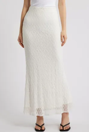 Open Edit Sheer Lace Maxi Skirt in Ivory at Nordstrom, Size X-Small