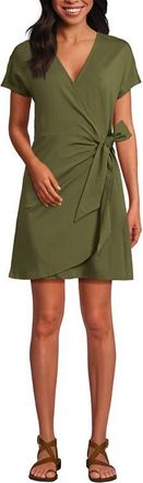 Lands End Cotton Modal V Neck Mini Wrap Dess in Artichoke at Nordstrom, Size X-Small P