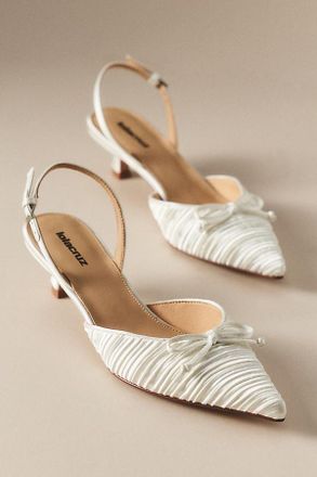 Lola Cruz Pleated Bow Kitten Heels