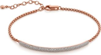 Monica Vinader Fiji Pavé Diamond Mini Bar Bracelet in Ros Gold at Nordstrom