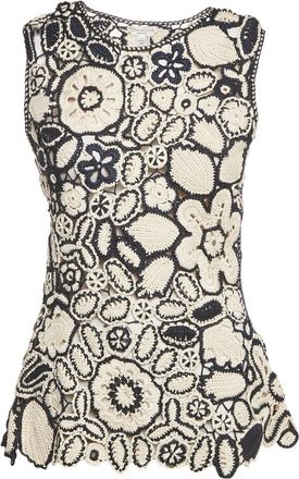 Oscar De La Renta crochet floral top - women - Fabric - M - Blue