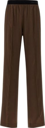 Tom Ford Stretch Zijden Satijnen PJ Broek - Dames - Wijde Broeken - Bruin - XS - Satijn - Broeken