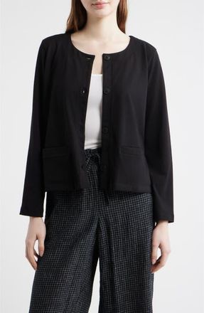 Eileen Fisher Stretch Organic Cotton Jacket in Black at Nordstrom, Size Xx-Small