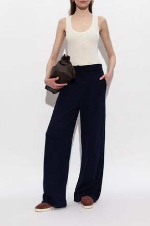 Kenzo Cotton Trousers With Straight-leg Cut, Womens, Navy Blue