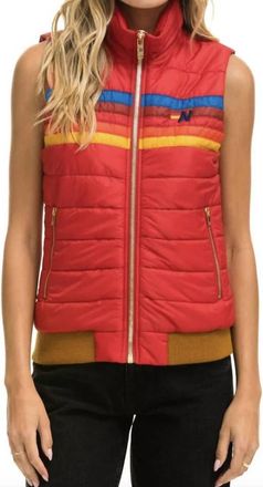 Aviator Nation Womens 5 Stripe Vest In Cherry
