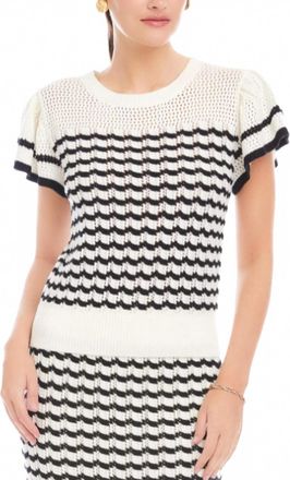 Fifteen Twenty Uma Crochet Sweater Top In Black/cream