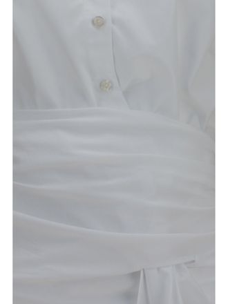 7 For All Mankind Womens Shirt Waist-Knot Optical White Cotton
