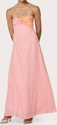 Lusana Melody Strapless Maxi Dress In Peach