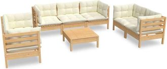 vidaXL Muebles De Jard&iacute;n 8 Piezas Cojines Madera Maciza De Pino Vidaxl