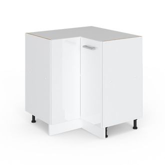 Vicco Armario De Esquina R-line, Blanco Alto Brillo, 75.6 Cm Sin Encimera
