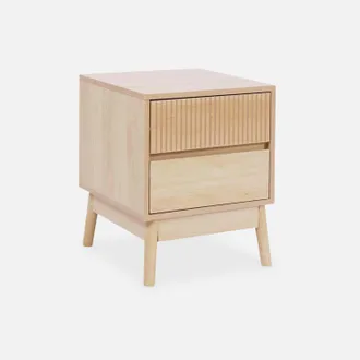 Sweeek Mesita De Noche Con Efecto Madera, 2 Cajones