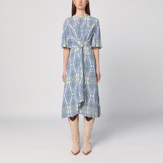 Etro Etro Womens Flared Midi Dress With Multi-coloured Print - Light Blue viscose - Size EU 36 (Womens)
