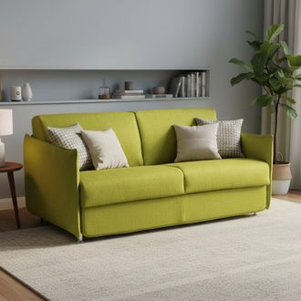 Dmora Sof&aacute; Cama 3 Plazas Gravere, Desenfundable, Con Almacenaje Hecho En Italia, Lavable, 200x95 Cm Verde
