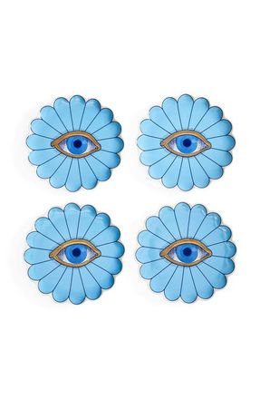 Jonathan Adler Fleur Canap&eacute; Plate Set in Blue /Gold at Nordstrom