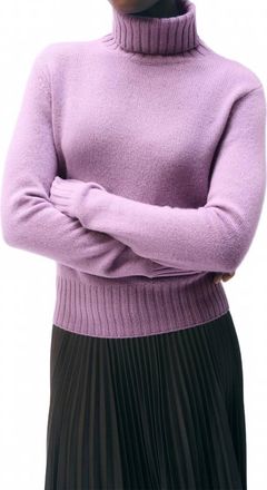 White + Warren Cashmere Featherweight Turtleneck Top In Soft Plum